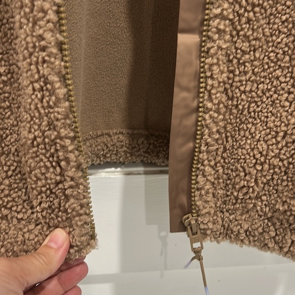 Athleta Girl Teddy Fleece Full Zip Jacket Coat in Woods Khaki - XL/14 - Picture 9 of 11